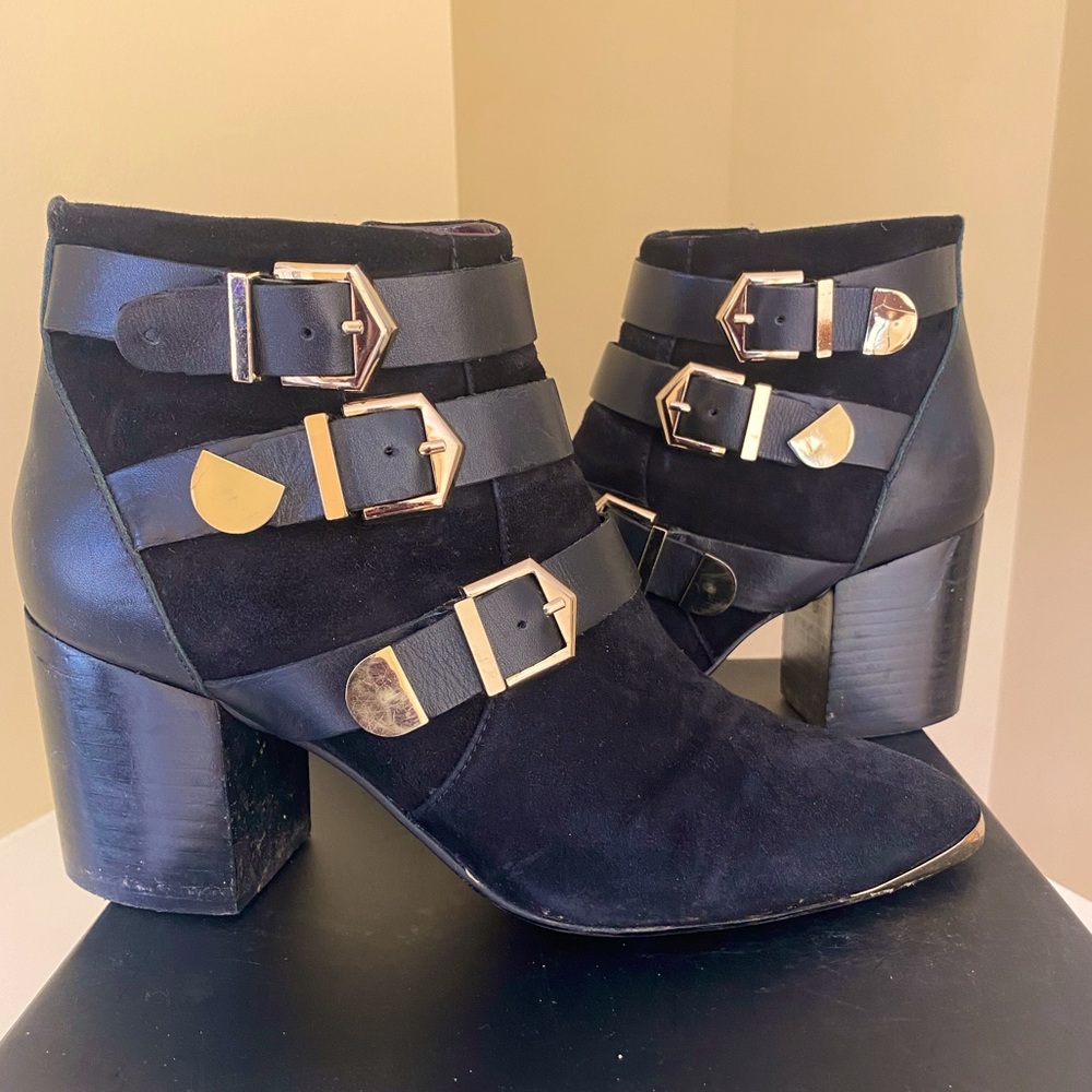 Black Leather Suede booties
